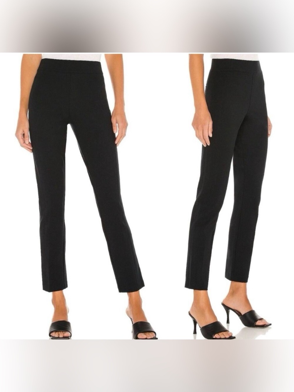 Spanx The Perfect Pant Slim Straight Black Ponte Ankle Tummy Control High Rise L